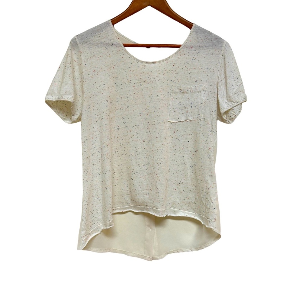 Scoop neck Tee with Sheer Button Down  Back Cute, Cool & Casual EUC